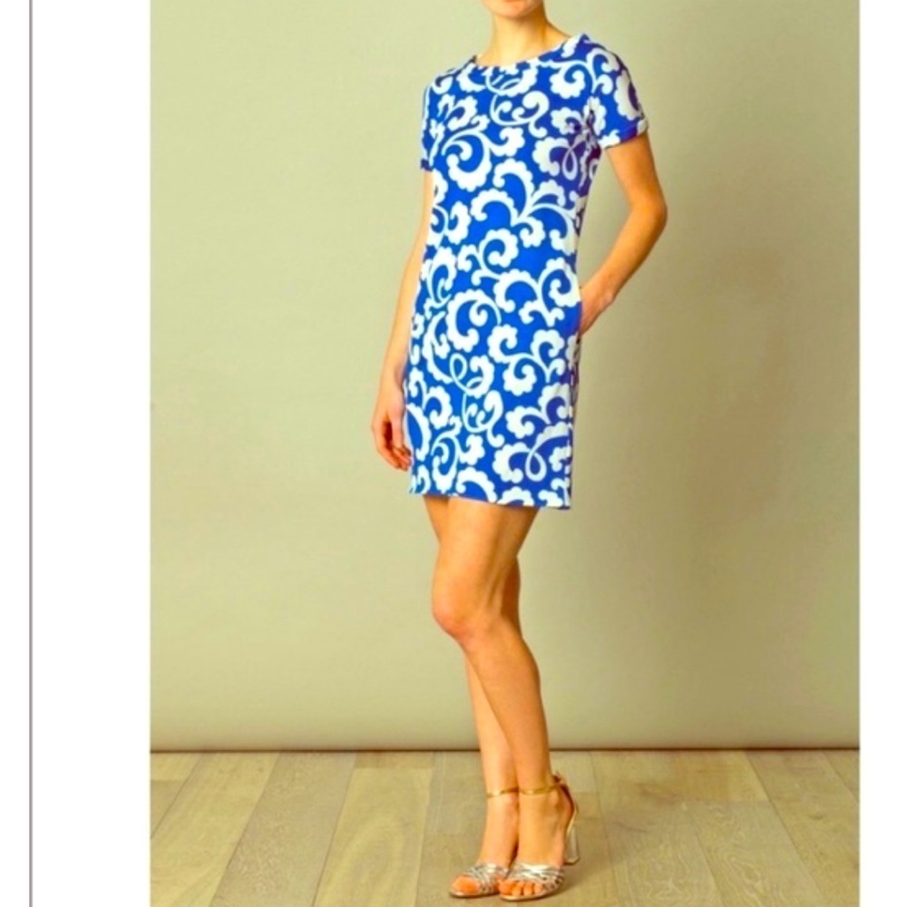 Diane Von Furstenberg DVF 1974 Beth Silk Jersey Spiral Fern Shift Mini Dress, 8